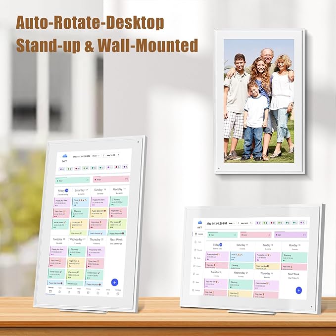 Digital Calendar: 15.6-inch Electronic Calendar & Chore Chart, Smart Touchscreen Interactive Display for Family Schedules–Wall Mount Included, Great for Organizing Your 2025-2026 Wall Planner