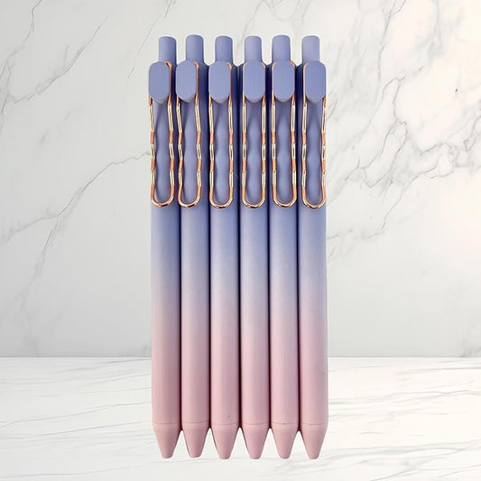 Fengtaiyuan Lan05, Stylish Gradient Color Pen, Black Ink, 0.5mm Extra Fine, Gel Ink Rollerball Pens, Writting Smooth, Rubber Spray (Lan05)