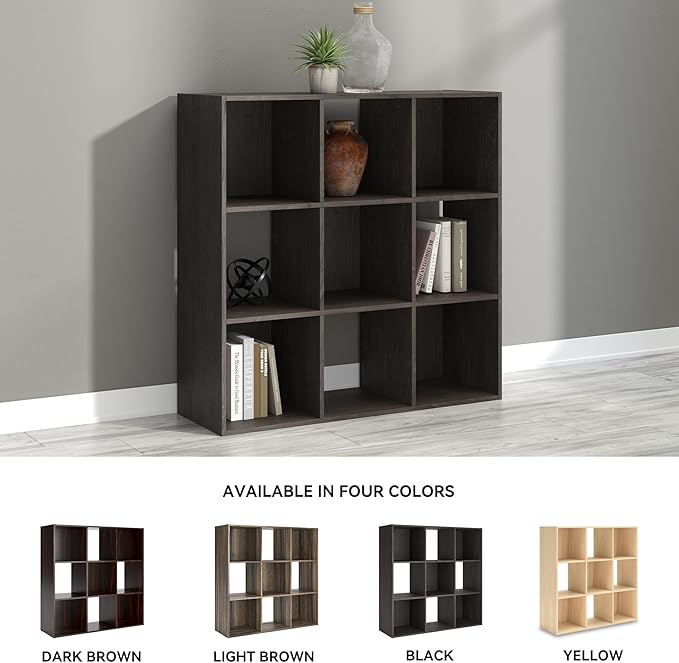 Signature Design by Ashley Piperton 9 Cube Storage Organizer or Bookcase, Charcoal