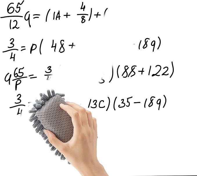 Zonon 4 Pieces Dry Erase Eraser Microfiber Shag Washable Whiteboard Eraser for Markers, Chalk, Classroom, Home and Office(Gray)