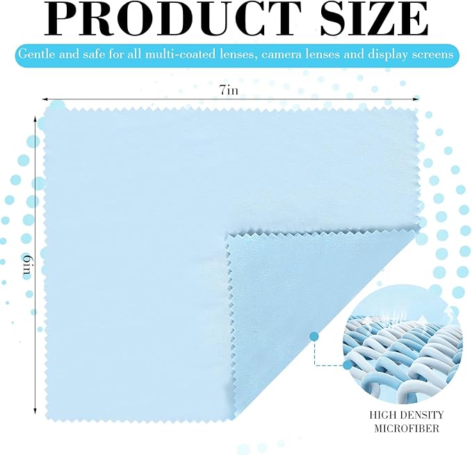Microfiber Glasses Cloth 15 Pack (6x7 Inch) - 5 Assorted Colors - Premium Soft Scratch-Free Cleaning for Eyeglasses, Screens, Phone, Camera Lenses & Electronics