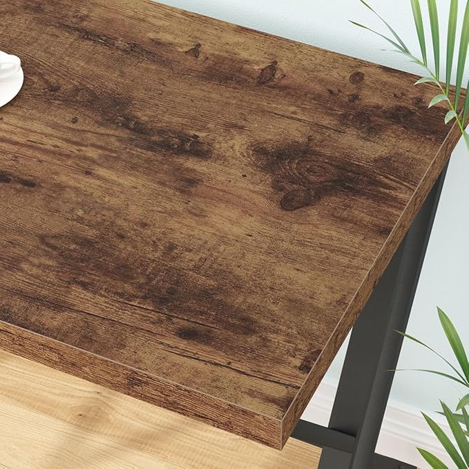 LVB Rustic Wood Computer Desk, Metal Home Executive Office Desk, Industrial Large Gaming Writing Desk, Wooden Student Study Computer Table for Bedroom Living Room, Rustic Brown, 60 Inch