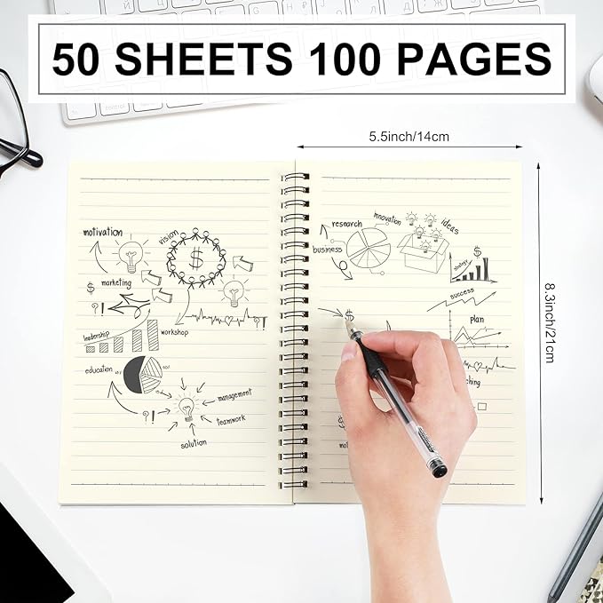 Yahenda 18 Pcs Spiral Notebook Bulk A5 Journal Lined 8.3'' x 5.5'' Writing Composition Paper Small Notepad Subject Notebook for Students Office Business Back to School Supplies (Dark Gray)