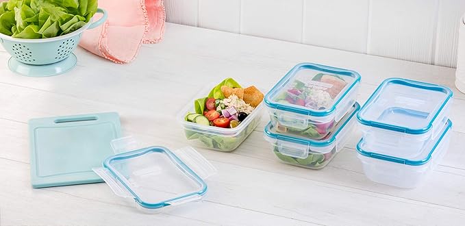 Snapware Total Solution 5-Pack (3-Cup) Plastic Food Storage Containers Set, Leakproof & Airtight Locking Lids Rectangular Tupperware, Non-Toxic BPA-Free Lids, Microwave Dishwasher Freezer Safe