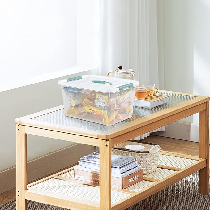 Gainhope 6 Packs 14 L Plastic Stackable Storage Bin Container Box with Latching Lid, Clear Organizer Bins with Handle