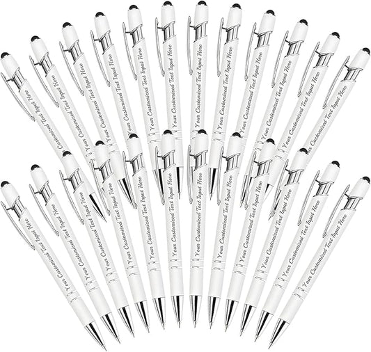 Personalized Ballpoint Pen 24pcs, Custom Pens Free Engraved Bulk with Name Logo, Soft Black Ink Stylus with Touch Metal Office, Gift for Anniversaries, Graduations, Birthdays