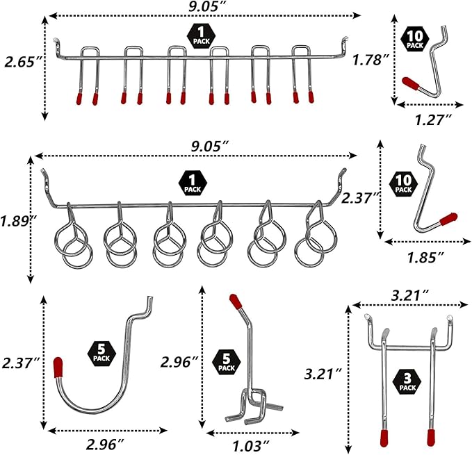 114 pcs Pegboard Hooks Assortment with Metal Hooks Sets, Pegboard Bins, Peg Locks for Organizing Storage System Tools