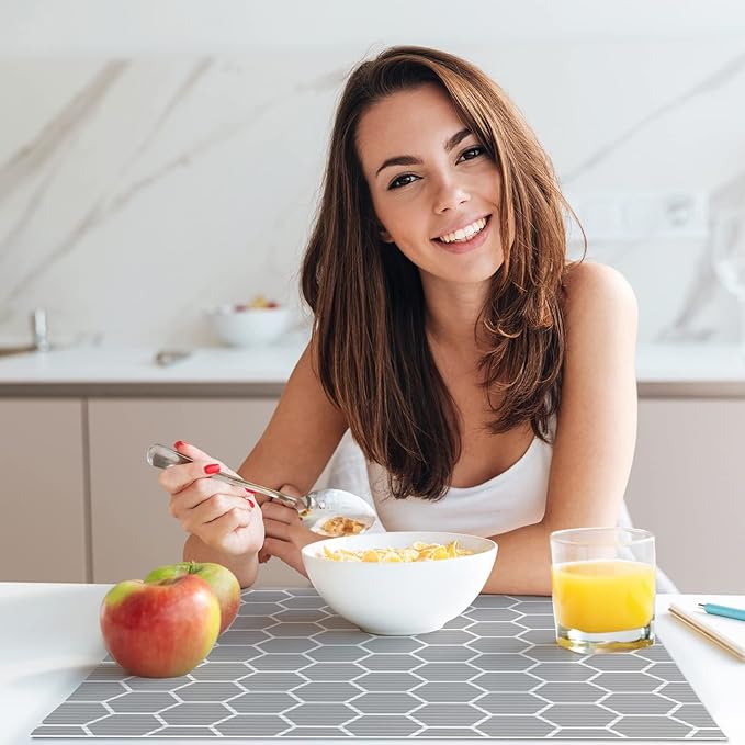 Glotoch Premium Non Slip Shelf Liner 12” X 20 Ft, Non Adhesive Drawer Liner, Waterproof Shelf Paper for Kitchen Cabinets, Drawer, Fridge, Wire Shelving, Pantry, Bathroom-Heavy Duty,Geometric Grey