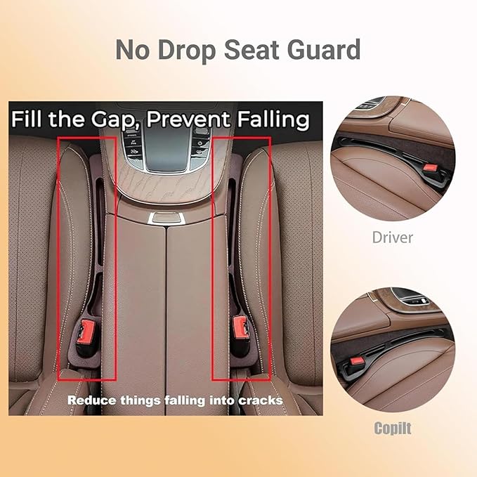 No Drop seat Guard - 2025 New car seat Side Gap Filler for All Cars, Prevents Small Items, Cards & Tools from Falling, Easy to Install Gap Storage Solution (Black)