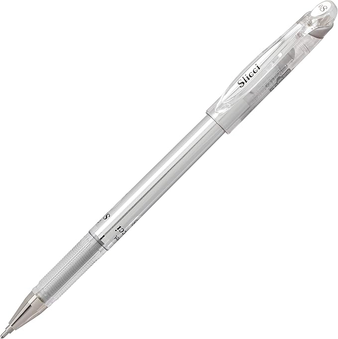 Pentel Arts Slicci Metallic 0.8 mm Needle Tip Gel Pen, Silver Ink, 1 Pack (BG208BPZ)