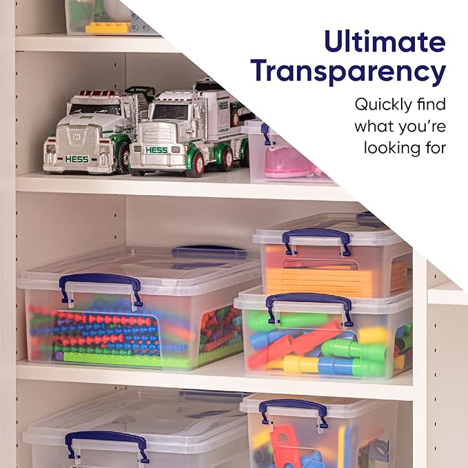 Superio Storage Bins with Lids- Clear Boxes for Organizing, Stackable Plastic Containers- BPA Free, Non-Toxic, Odor Free, Organizer for Home, Office, Dorm (6 Pack, 22.7 Qt)