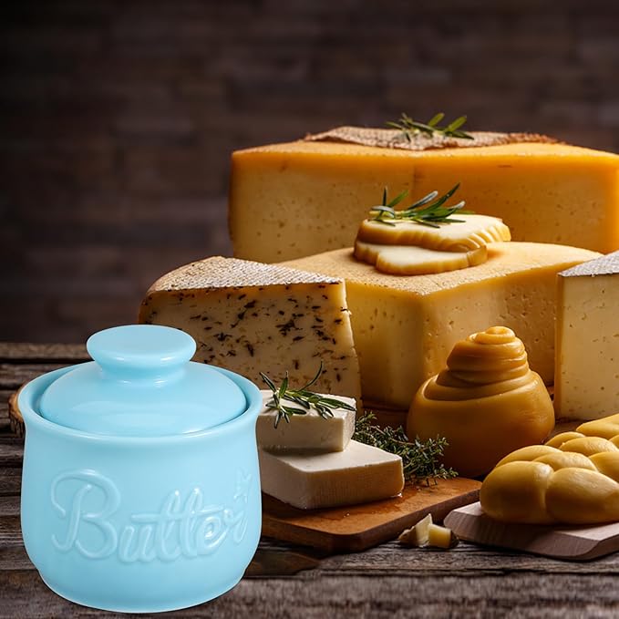 BESPORTBLE Ceramic Butter Crock with Lid for Countertop Large Capacity Porcelain Butter Keeper Container Elegant White for Kitchen Freshness Preservation Farmhouse Decor