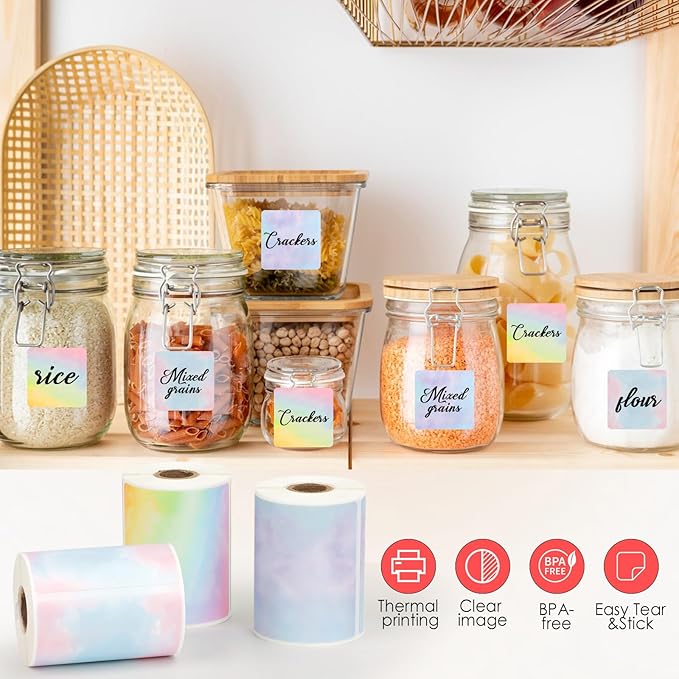 HuiJuKeJi 3 Rolls Thermal Square Label Paper,1.96 "x1.96 Gradient Label Maker Sticker for Phomemo M220/M200/M221/M110 Printer,Multi-Purpose Self-Adhesive Waterproof Labels for Barcode,DIY,Logo,Thanks