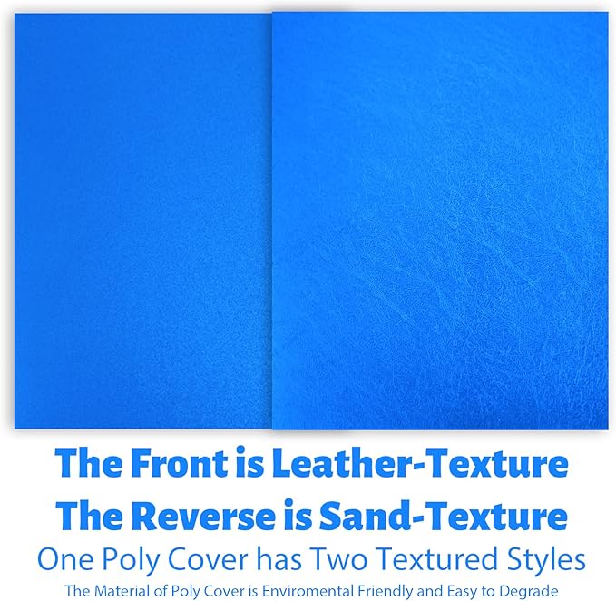 Binditek 50 Pack 16 Mil Leather Textured Polycovers - Binding Presentation Covers for Business Reports and Proposals 8-1/2 x 11 Inches, Blue Color, for Students and Coworkers