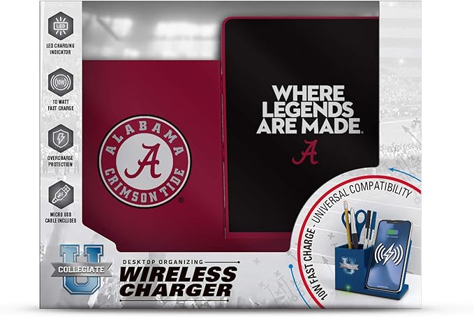 SOAR NCAA Unisex Cell Phone Wireless Charging Stand and Desktop Organizer