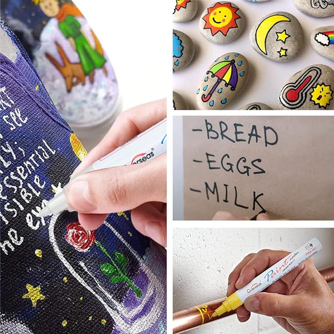 Paint Pens Paint Markers - Green Permanent Markers 8 Pack, Oil Based Waterproof Quick Dry Medium Tip Marker Pen for Metal, Wood, Fabric, Plastic, Rock, Stone, Mugs, Canvas, Glass, Art Craft