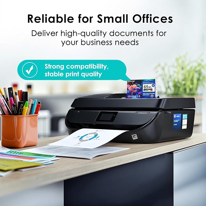 Eco-Friendly Remanufactured Ink Cartridge Replacement for HP Ink 65 XL 65XL Black and Color Combo Pack for 5055 5052 5010 5070 5014 3755 2655 3720 3722 3723 3752 3758 2652 2624 2640 Printer