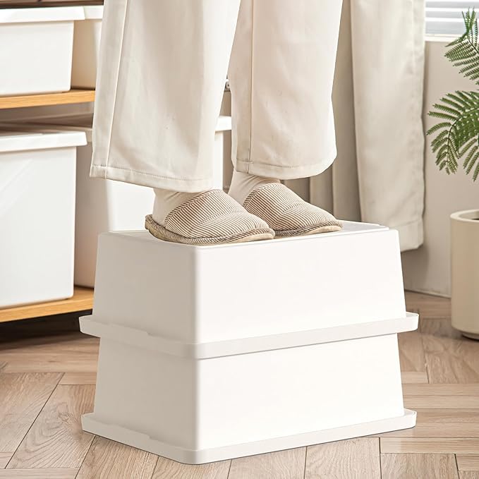 15 Quart White Storage Bins with lids,Office stackable Plastic Boxes Set of 4,Garage organization Storage Box with handle for Organizing Snacks, Crafts, Legos, Tools,books (white, 4L)