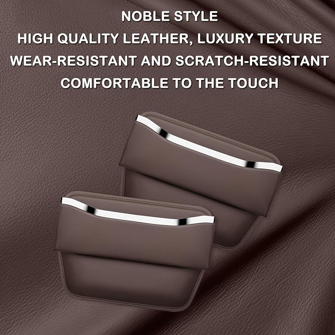 HOLDCY Car Seat Gap Filler Organizer - Leather Console Side Pocket Seat Storage - Stylish and Practical Car Accessories for Cars,SUV,Truck (Brown - 1 Pack)