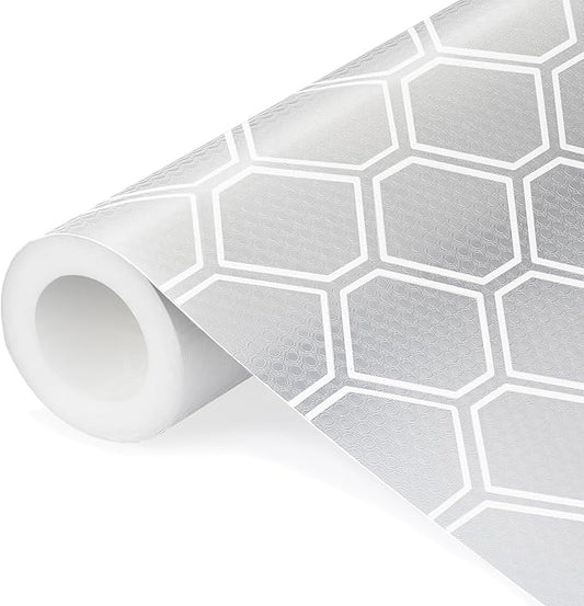 Shelf Liner, Refragerator Drawer Liners for Kitchen Cabinets, Waterproof Bathroom Sink Mat No Slip Cupboard Liners Non Adhesive Fridge Liner Roll - Clear 17.5"×197"