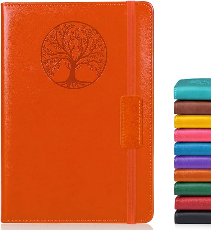 Lined Journal Notebook for Women Men,256 Pages A5 Hardcover Leather Journals for Writing,Travel,Business,Work & School,College Ruled Notebooks for Note Taking,Diary Notepad 5.7"×8.3" orange