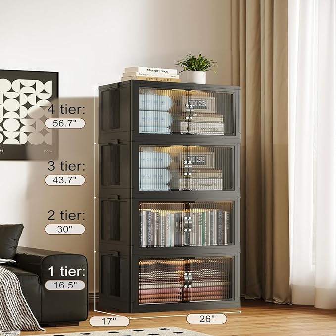 SAILUN 109Gal/434Qt Stackable Storage Bins Folding Collapsible Storage Bins with Lid, Closet Organizers and Storage