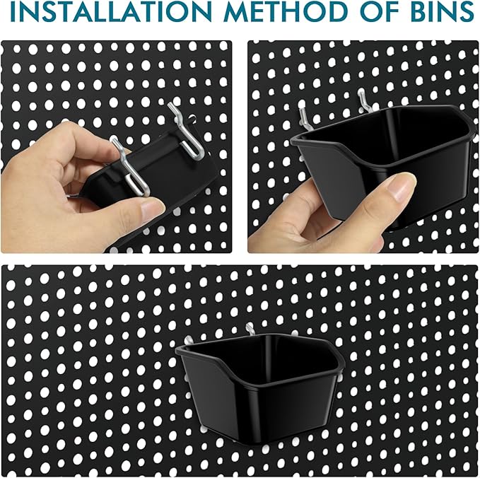 248PCS Pegboard Accessories Organizer Kit,1/8 and 1/4 inch Pegboard Hooks Assortment, Pegboard Bins, Metal Hooks for Hanging Storage (Black Cup)