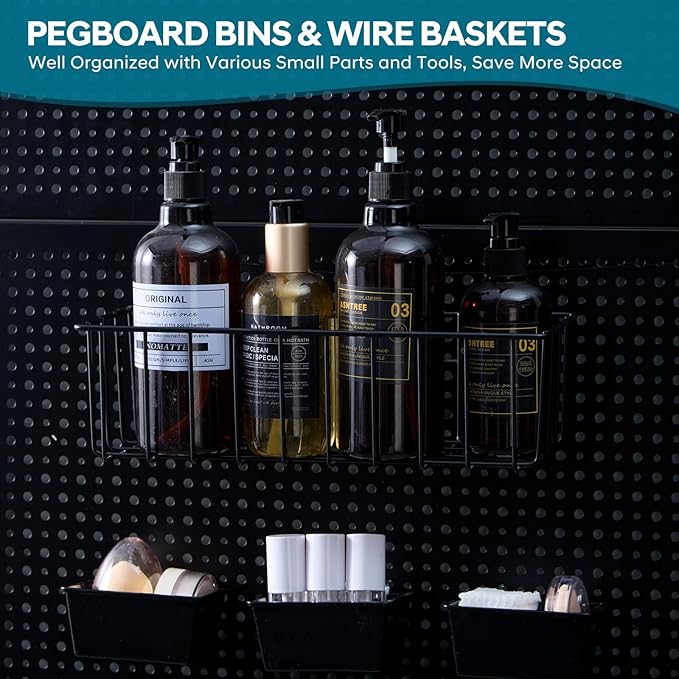 246PCS Pegboard Accessories Organizer Kit,Includes Pegboard Hooks,Bins,Baskets,Paper Towel Holder;Suitable for 1/8 and 1/4 Pegboard,Can be Used for Hanging Tools,Garage Storage,etc. (Black)