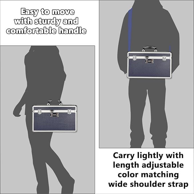 Storage Lock Box with Combination code, Lockable Medicine Storage Case, Empty First Aid Box, Security Lock Box, Multipurpose Lockbox for Home and Outdoor Use (Blue, X-Large)