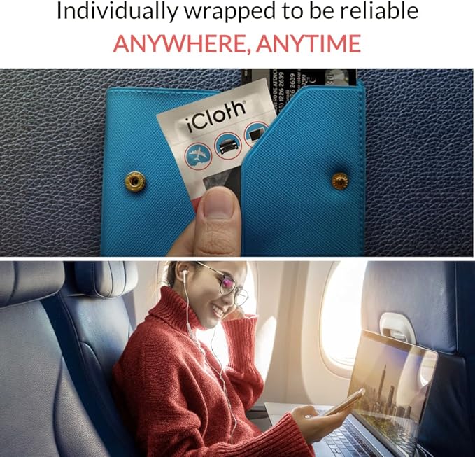 iCloth 70% Isopropyl Alcohol Large Screen and Electronics Wipes, Lint-Free, Streak-Free, Fast-Drying, Removes Dust and Fingerprints (50 Wipes)