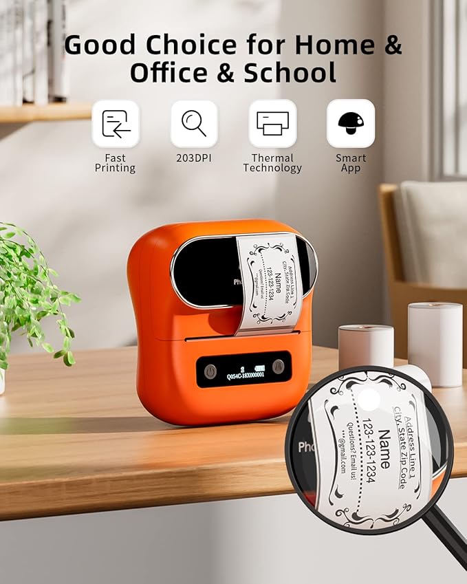 Phomemo M220 Label Maker, New Flagship Barcode Printer, 3.14 '' Bluetooth Thermal Label Printer, for Address, Mailing, Files,Small Printer Compatible with Android, iOS,with 3 Label, 80mm