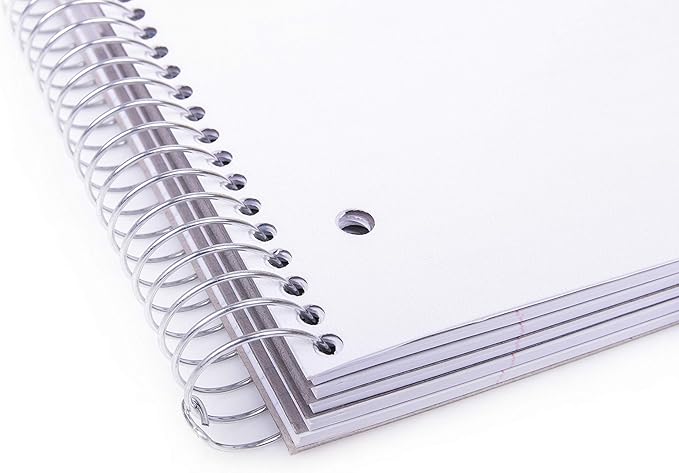Mintra Office Durable Spiral Notebooks, 5 Subject (White, College Ruled 1pk)