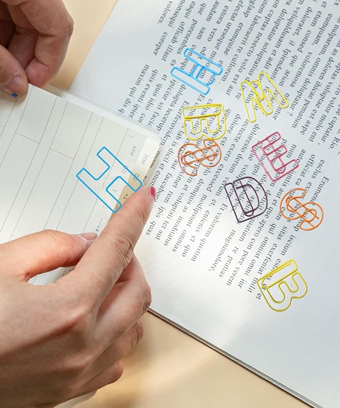 52 Pcs Stainless Steel Paper Clips - Alphabet Letter Clips for Office & School with Storage Box Assorted Color (Family Series)