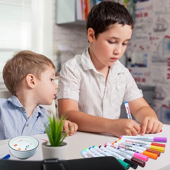 Teling 36 Pcs Magic Drawing Pen Bundle 12 Colors Magical Water Painting Pens for Kids Create Magic Pen Floating Ink Drawings Set with Spoons and Towel, Tattoo Water Marker Xmas Gift for Boy and Girl