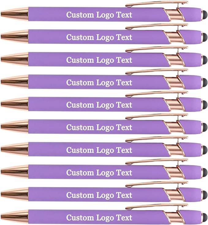 Custom Engraved Ballpoint Pens Bulk, Personalized with Name/Logo, Black or Blue Ink, Smooth Writing for Office, School, Business, Church, Reunion 100 Pcs Violet