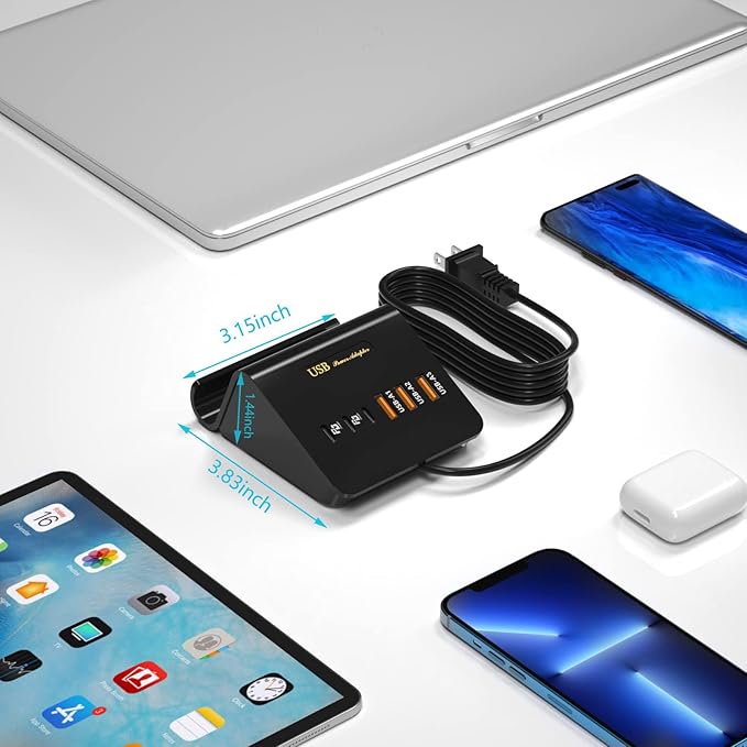 USB C Charging Station 35W, VHBW 6-Port (3 USB-C and 3 USB-A) Desktop Fast Charging Station for iPhone 14/13/12,Samsung Galaxy S23/S22/S21,etc