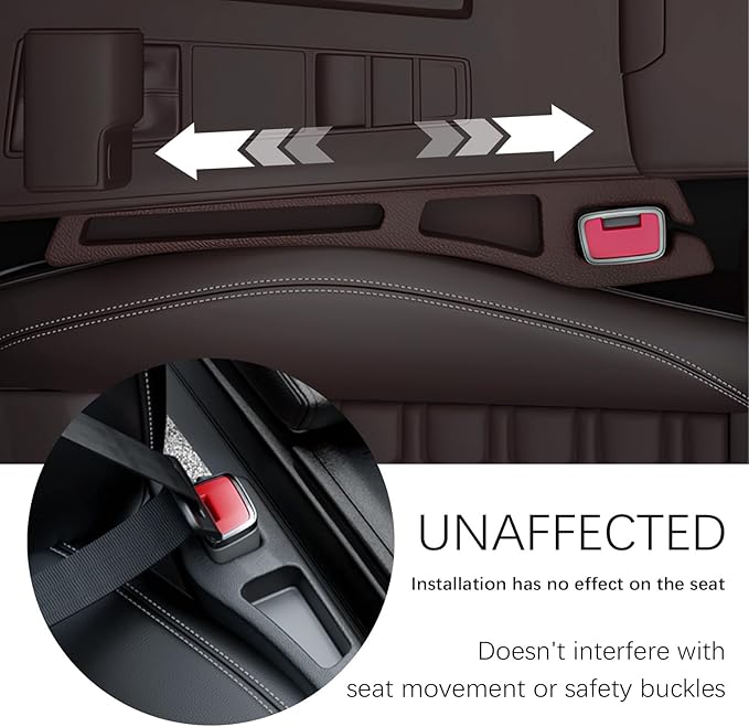 2PCS Car Seat Gap Filler Organizer,2 in 1 Car Gap Filler with Fill and Storage Function for Storing Phones Keys Cards,Universal Multifunctional No Drop Seat Guard for Cars (Brown)