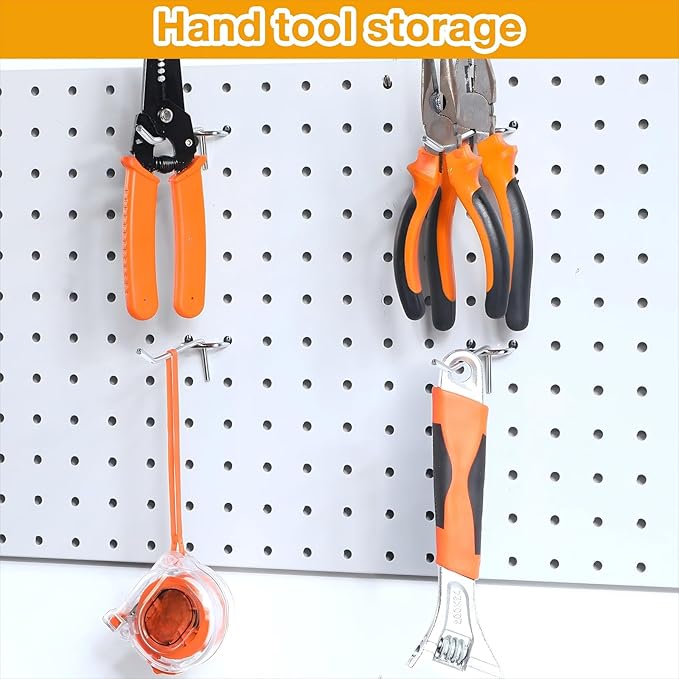 Funrous 100 Pack Peg Board Hooks Stainless Steel Pegboard Hooks Shelving Display Hanging Peg Board Holders for 1/8 and 1/4 Garage Storage Tools Organizer(4 Inch)