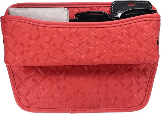 HARFINGTON Car Seat Gap Filler Organizer 11.5 x 8 x 2.1 Inch Leather Universal Car Organizer Storage Box Between Seat and Console for Phone Sunglasses Keys, Red