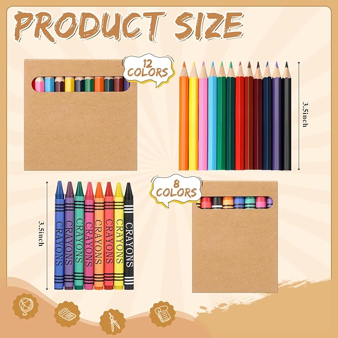 30 Sets Bulk Back to School Supplies, Colored Pencils Pre-Sharpened and Crayons Holiday Bundle in Box Mini Pencils Crayons Bulk Classroom Teacher Supplies, Cute Back to School Gifts