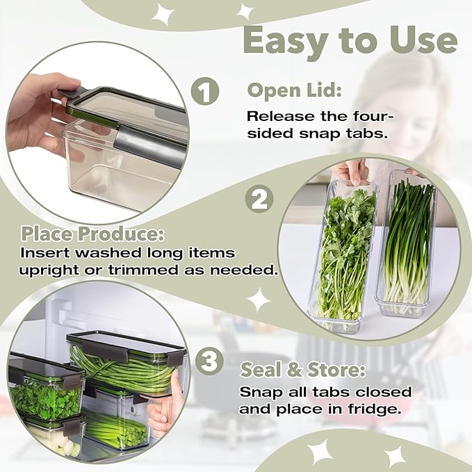 Upgraded Celery Keeper for Refrigerator – 3cm Deeper, BPA-Free Vegetable Storage Container with Reinforced Locking Lid, Durable PP Bin for Fresh Celery, Carrots & Cucumbers