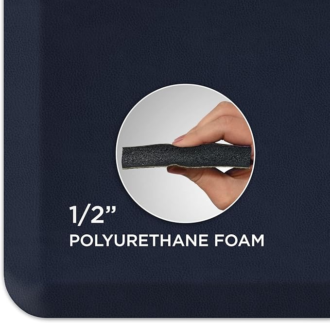 GelPro Anti Fatigue Nonslip Mat: Hard Floor Utility Mats for Garage, Patio and Kitchen - 20" x 72" x .5" - Leather Grain Navy
