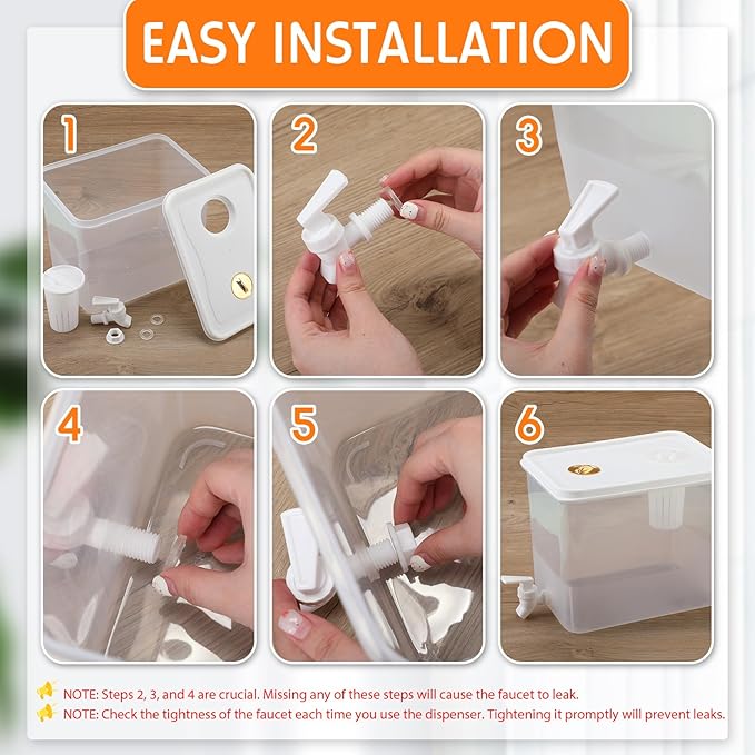 Domensi 2 Pack 1.5 Gallon Drink Dispenser for Fridge with Spigot Water Dispenser Leak Proof Lids Filter Screen Beverage Juice Container Sealed Plastic Lemonade Milk Cold Hot Drink Tea Jug for Party