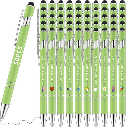 Personalized Pens 50pcs with Stylus Custom Ballpoint Pens in Bulk Engraved with Logo Text Personalized Bulk Black Ink for Office College Business