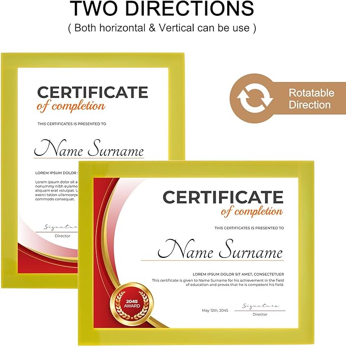 uxcell 6 Pcs Magnetic Sign Holder, 5" x 7" Self-Adhesive Magnetic Wall Signs Holder Magnetic Picture Frame Document Holder for Home Office Wall Window Displays, Yellow