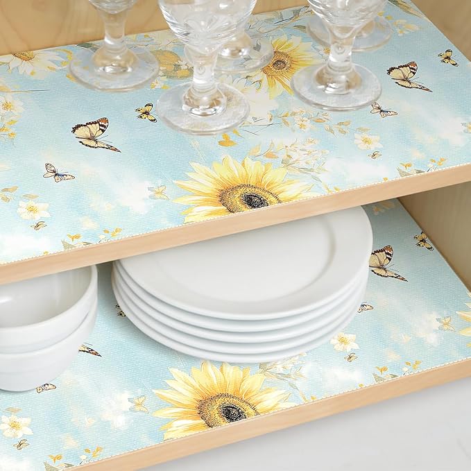 Shelf Liner for Kitchen Cabinets Non Adhesive Drawer Liner,Cabinet Liner for Shelves,Non Slip Kitchen Drawer Liners for Dresser,Waterproof Shelf Paper for Refrigerator,Cupboard,12In x 16.4FT