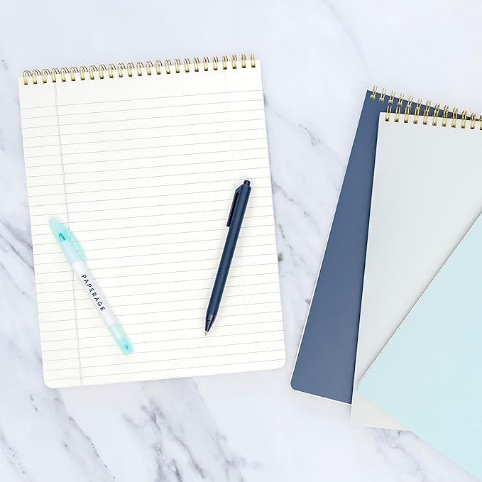 PAPERAGE Top Bound Spiral Notebook, 6 Pack, Lined Notepad, (Raspberry/Marigold/Mint), 70 Sheets (140 Pages) Per Notebook, Wide/Legal Ruled, 8.5 inches x 11 inches