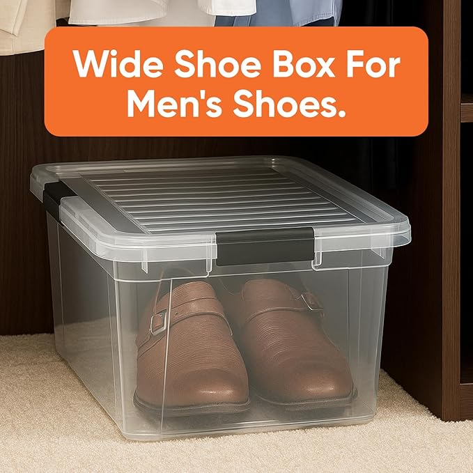 Superio Storage Bins with Lids - Clear Boxes for Organizing, Stackable Plastic Containers - BPA Free, Non-Toxic, Odor Free, Organizer for Home, Office, Dorm(8 Pack, 11 Qt)