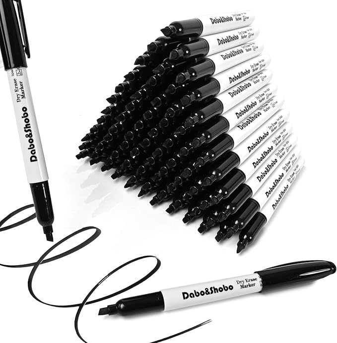 Dabo&Shobo Dry Erase Markers, （80 Count, Black,Chisel Tip）-White Board Markers/Pens ，Very Suitable for Writing on The School、 Office 、Home Dry Erase whiteboard Mirror Glass…