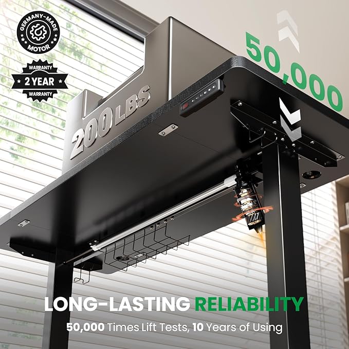 SIAGO Electric Standing Desk Adjustable - 55 x 24 Inch Sit Stand up Desk with Cable Management - 3 Memory Preset Adjustable Height Table